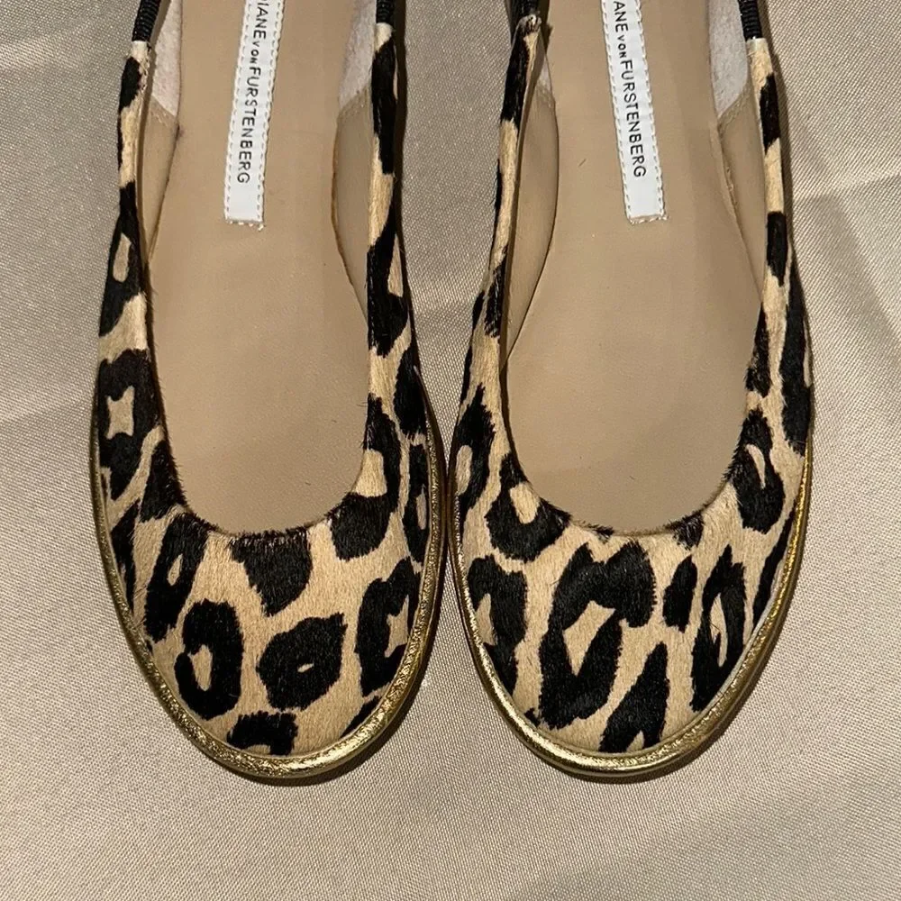 Diane Von Furstenberg Cheetah Mohair Flats Size 6